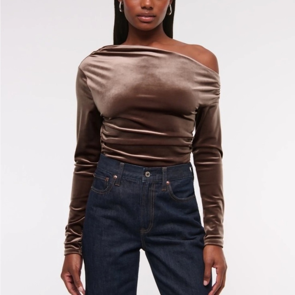 Abercrombie Velvet Asymmetrical Draped Top NWT